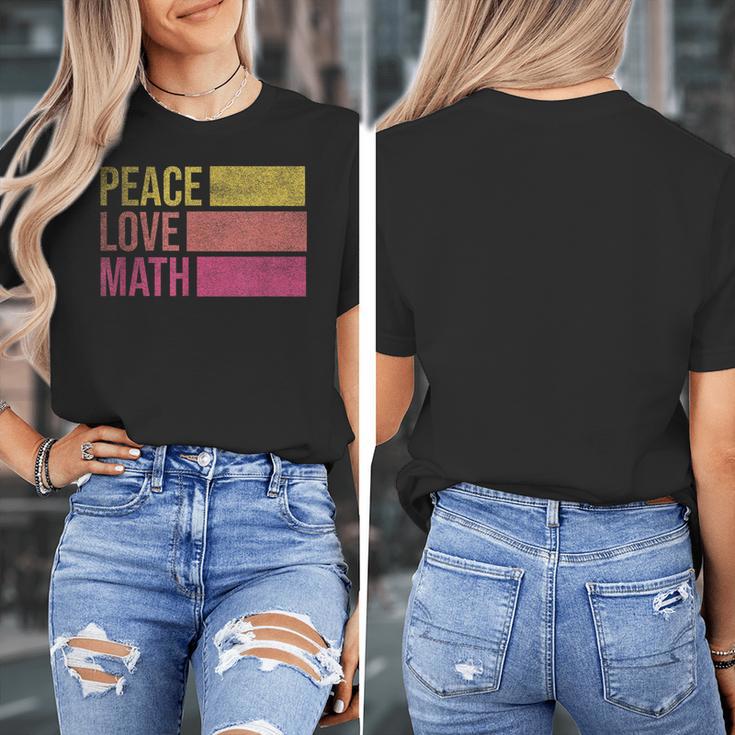 Cute Math Teacher Peace Love Math Women's T-Shirt, funny design