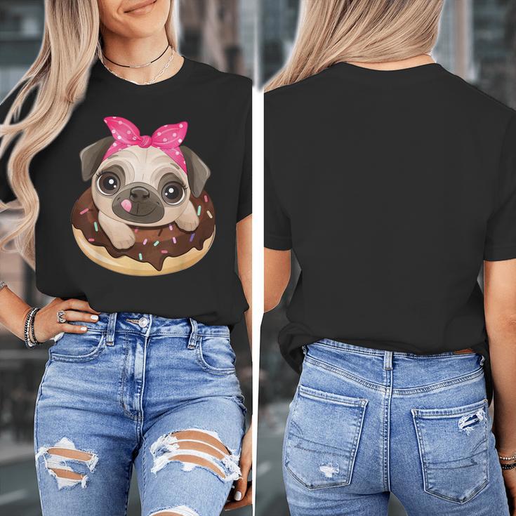 Cute Pug Shirt Donut Girls Dog Women's T-Shirt, funny design