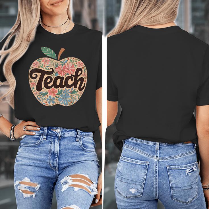 Cute Teacher With Apple Retro Teacher Kids Back To School Women's T-Shirt, funny design Cute Teacher With Apple Retro Teacher Kids Back To School Women's T-Shirt, funny design