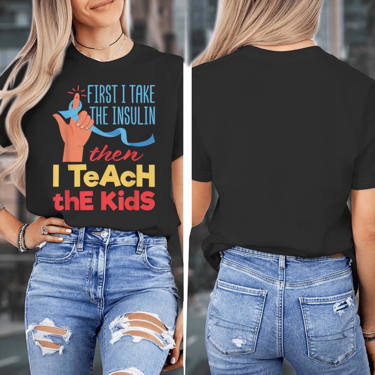 Diabetic Teacher Diabetes Awareness Insulin Blue Ribbon Women's T-Shirt, funny design Diabetic Teacher Diabetes Awareness Insulin Blue Ribbon Women's T-Shirt, funny design
