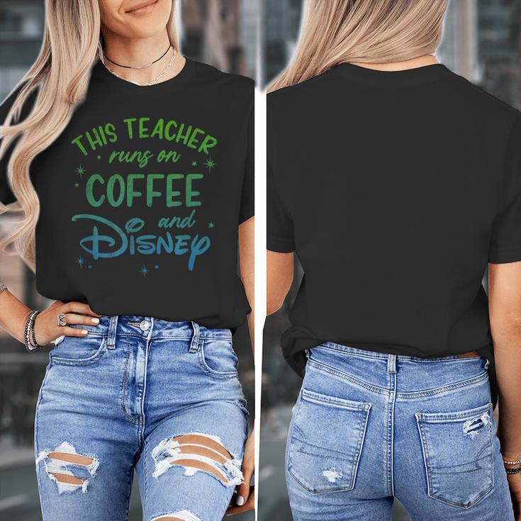 Disney This Teacher Runs On Coffee And Disney Gradient Logo Women's T-Shirt, funny design Disney This Teacher Runs On Coffee And Disney Gradient Logo Women's T-Shirt, funny design