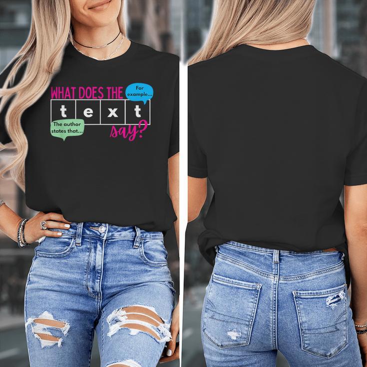 What Does The Text Say Text Evidence Reading Teacher For Men Women Women's T-Shirt, funny design What Does The Text Say Text Evidence Reading Teacher For Men Women Women's T-Shirt, funny design