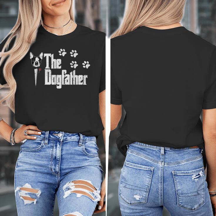 The Dogfather Boston Terrier Dog Dad Tshirt Idea Women's T-Shirt, Couple Gifts, Boston Terrier Dad Gifts, funny design