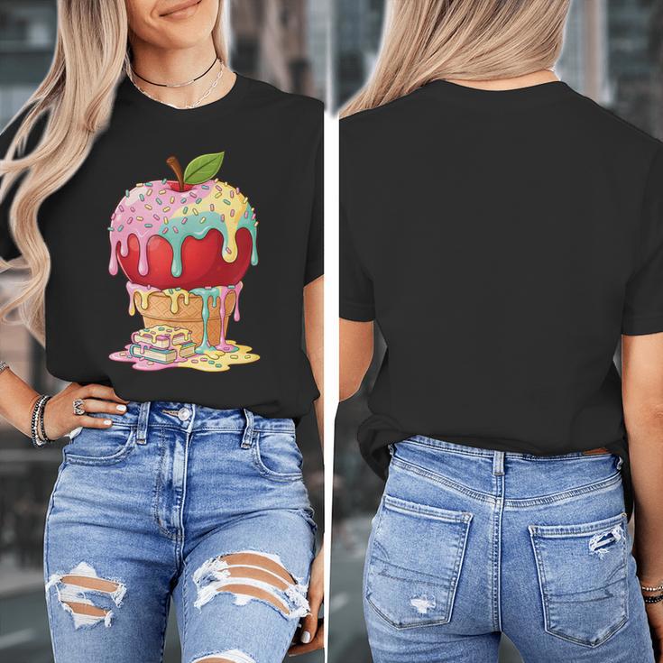 Dripping Apple Ice Cream Cone Cute Teacher Appreciation Women's T-Shirt, funny design Dripping Apple Ice Cream Cone Cute Teacher Appreciation Women's T-Shirt, funny design