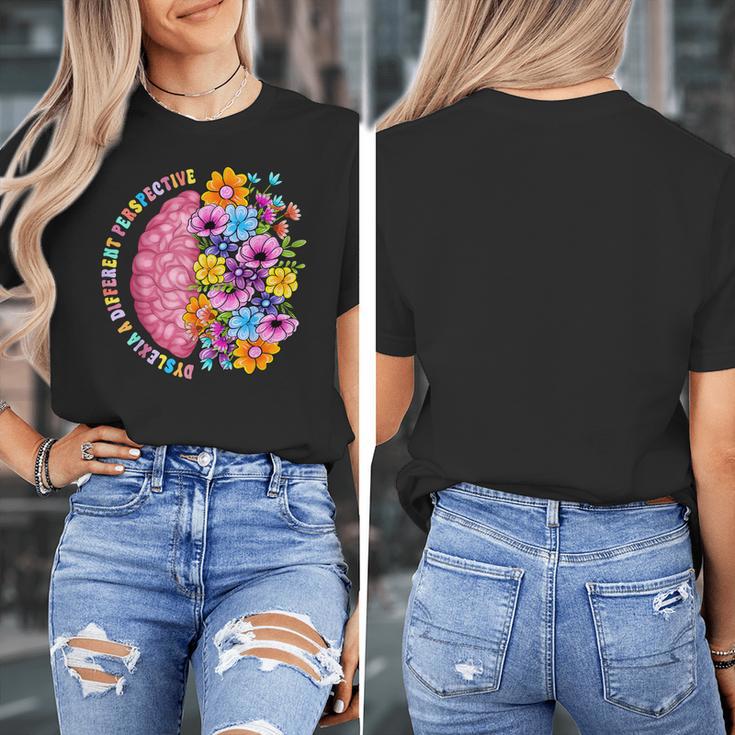 Dyslexia Different Perspective Reading Brain Floral Teacher Women's T-Shirt, funny design