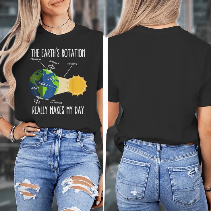 Earth Rotation Earth Day Science Teacher Kids Women Women's T-Shirt, Science Teacher Gifts, funny design
