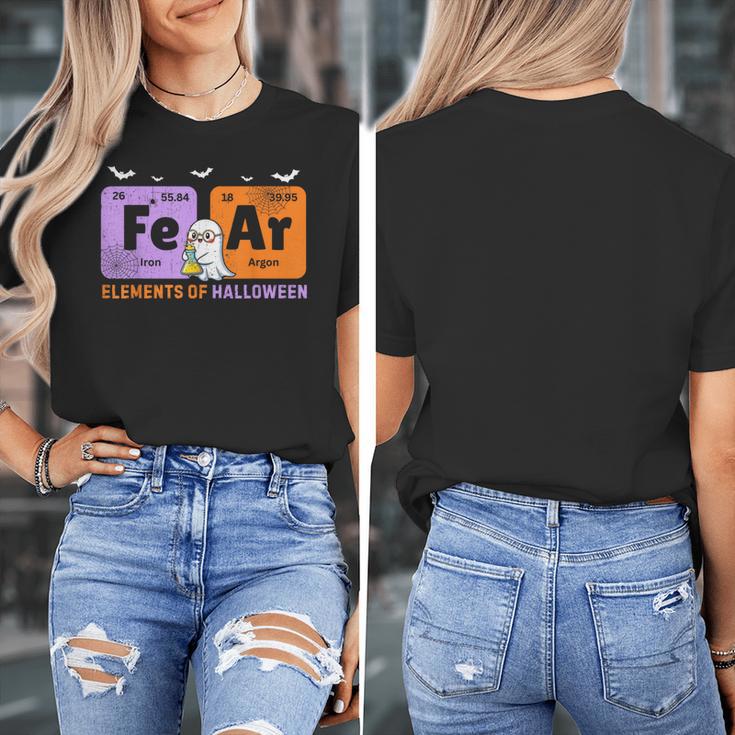 Elements Of Halloween Fear Periodically Chemistry Teacher Women's T-Shirt, funny design