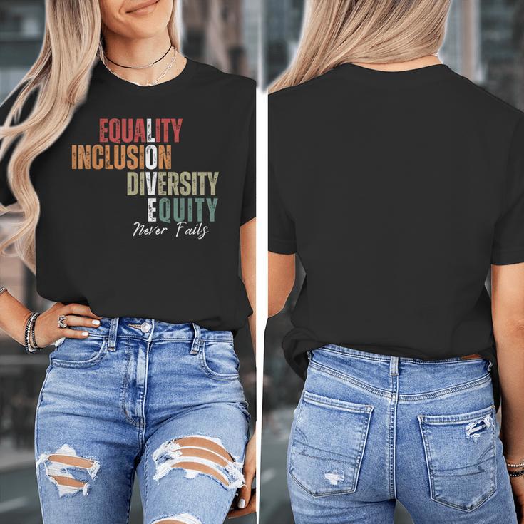 Equality Inclusion Diversity Equity Love Never Fails Teacher Women's T-Shirt, funny design Equality Inclusion Diversity Equity Love Never Fails Teacher Women's T-Shirt, funny design