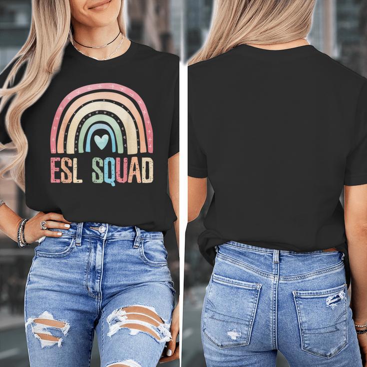 ESL Squad Teacher Crew Team Back To School English Rainbow Women's T-Shirt, Esl Teacher Gifts, English Teacher Gifts, funny design