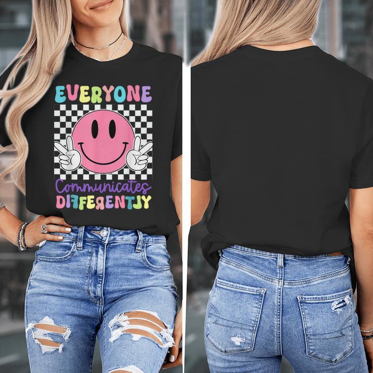Everyone Communicates Differently Autism Awareness Teacher Women's T-Shirt, funny design Everyone Communicates Differently Autism Awareness Teacher Women's T-Shirt, funny design