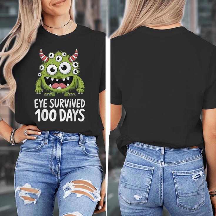 Eye Survived 100 Days Of School Monster Lover Teacher Kids Women's T-Shirt, funny design