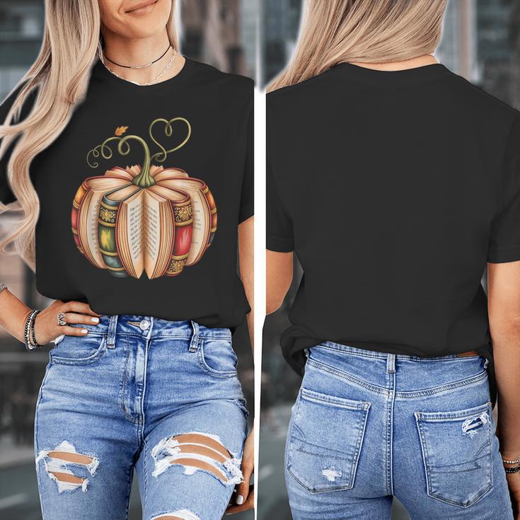 Fall Book Pumpkin Fall Librarians Bookworm Teachers Students Women's T-Shirt, funny design Fall Book Pumpkin Fall Librarians Bookworm Teachers Students Women's T-Shirt, funny design