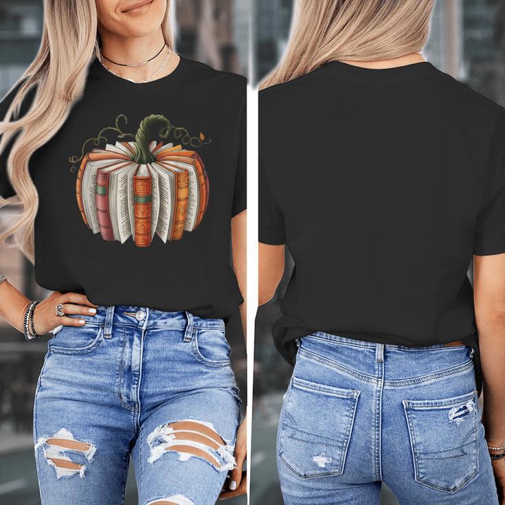 Fall Book Pumpkin Retro Reading Halloween Teacher Librarian Women's T-Shirt, funny design Fall Book Pumpkin Retro Reading Halloween Teacher Librarian Women's T-Shirt, funny design
