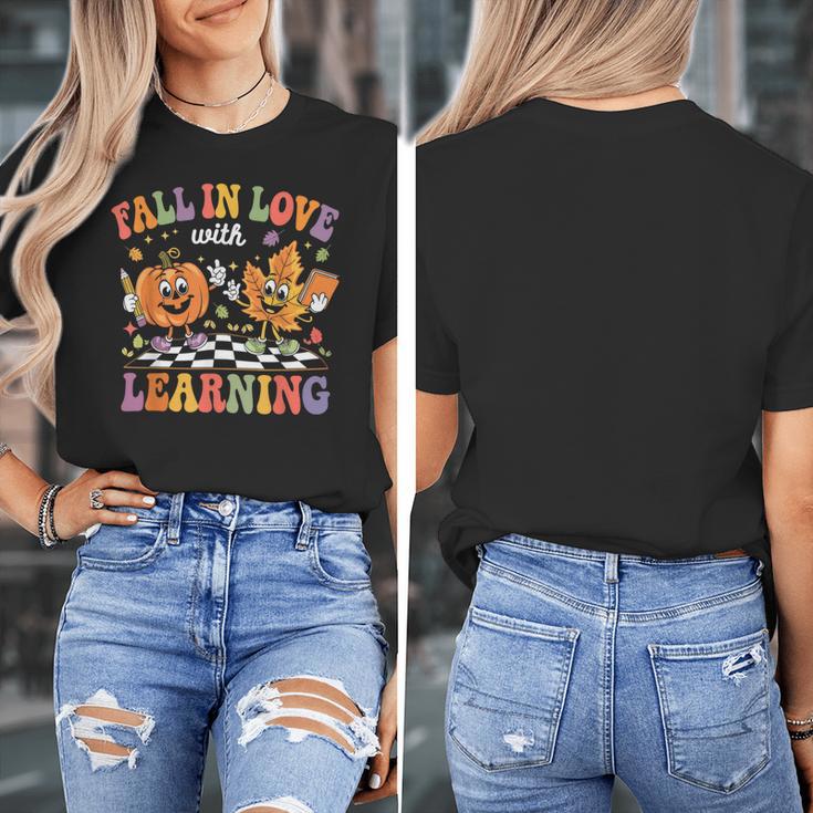 Fall In Love With Learning Autumn Fall Season Teacher Women's T-Shirt, funny design Fall In Love With Learning Autumn Fall Season Teacher Women's T-Shirt, funny design