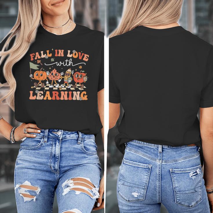Fall In Love With Learning Autumn Teacher Thanksgiving Women's T-Shirt, funny design Fall In Love With Learning Autumn Teacher Thanksgiving Women's T-Shirt, funny design