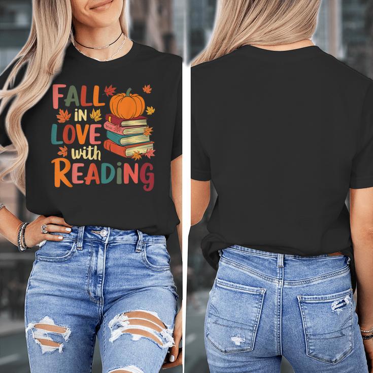 Fall In Love With Reading Autumn Thanksgiving Shirt Teacher Women's T-Shirt, funny design Fall In Love With Reading Autumn Thanksgiving Shirt Teacher Women's T-Shirt, funny design