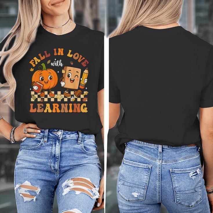 Fall In Love With Reading Book Autumn Pumpkins And Teachers Women's T-Shirt, funny design Fall In Love With Reading Book Autumn Pumpkins And Teachers Women's T-Shirt, funny design