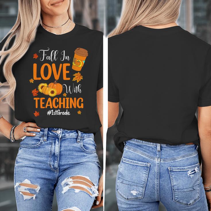 Fall In Love With Teaching 1st Grade Teacher Thanksgiving For Men Women Girls Kids Women's T-Shirt, funny design