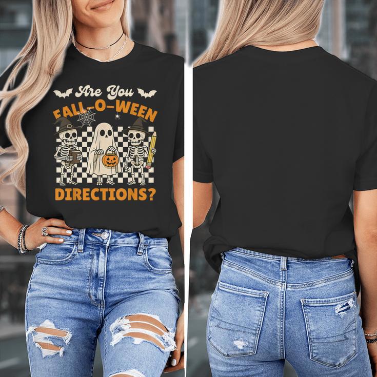 Are You Fall o Ween Directions Halloween Skeleton Teacher Women's T-Shirt, funny design