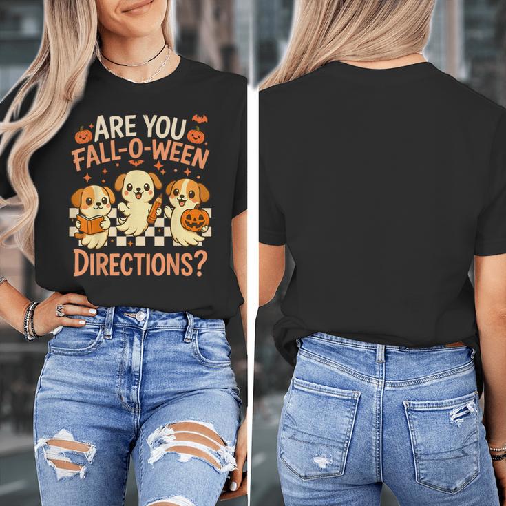 Are You Fall O Ween Directions Teacher Halloween Dog Ghost Women's T-Shirt, funny design