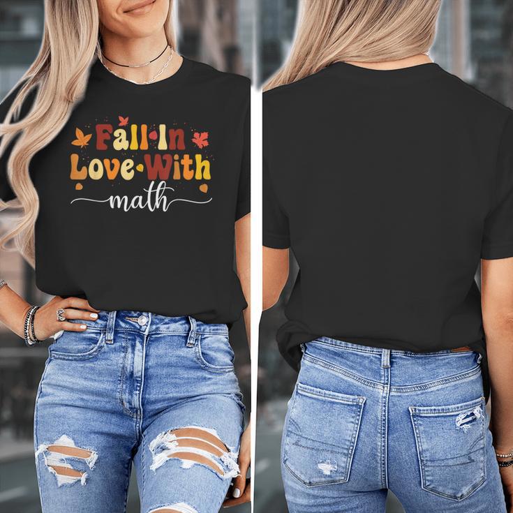 Fall Teacher Fall In Love With Math Math Thanksgiving Women's T-Shirt, funny design Fall Teacher Fall In Love With Math Math Thanksgiving Women's T-Shirt, funny design
