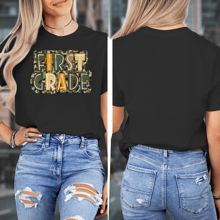 First 1St Grade Camo Camouflage Boy Teacher Back To School Women's T-Shirt, First Grade Teacher Gifts, funny design