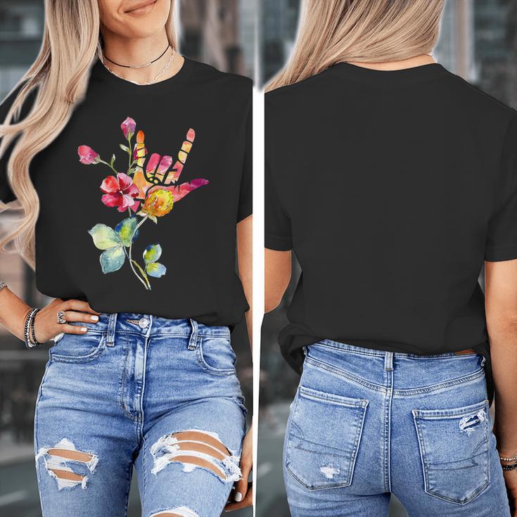 Flower American Sign Language ASL Teacher Teaching Deaf Women's T-Shirt, funny design Flower American Sign Language ASL Teacher Teaching Deaf Women's T-Shirt, funny design