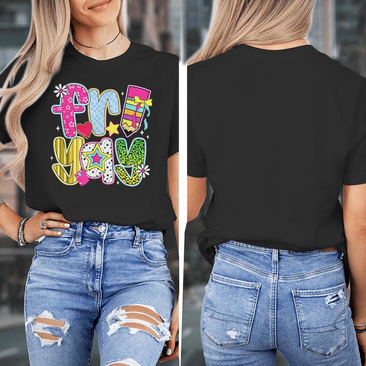 Fri-Yay Happy Friday Weekend Teacher Back To School Women's T-Shirt, funny design Fri-Yay Happy Friday Weekend Teacher Back To School Women's T-Shirt, funny design
