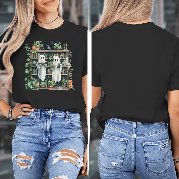 Ghost Plant Library Halloween Reading Books Teacher Vintage Women's T-Shirt, funny design Ghost Plant Library Halloween Reading Books Teacher Vintage Women's T-Shirt, funny design