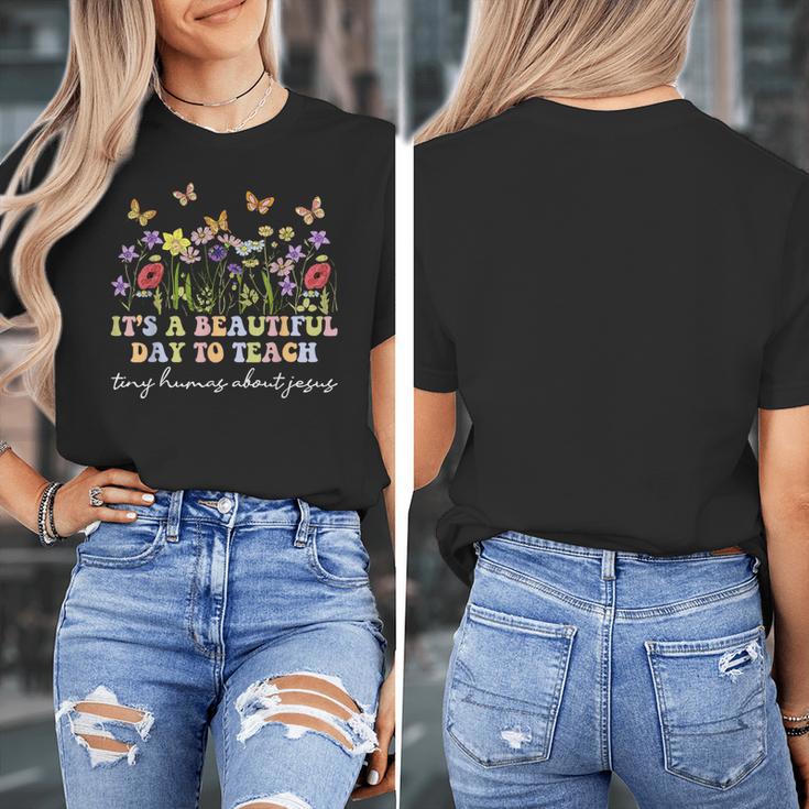 Groovy I Teach Tiny Humans About Jesus Christian Teacher Women's T-Shirt, Groovy Teacher Gifts, funny design Groovy I Teach Tiny Humans About Jesus Christian Teacher Women's T-Shirt, Groovy Teacher Gifts, funny design