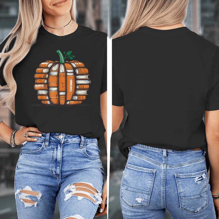 Halloween Books Pumpkin Reading Teacher Fall Men Women Women's T-Shirt, funny design Halloween Books Pumpkin Reading Teacher Fall Men Women Women's T-Shirt, funny design