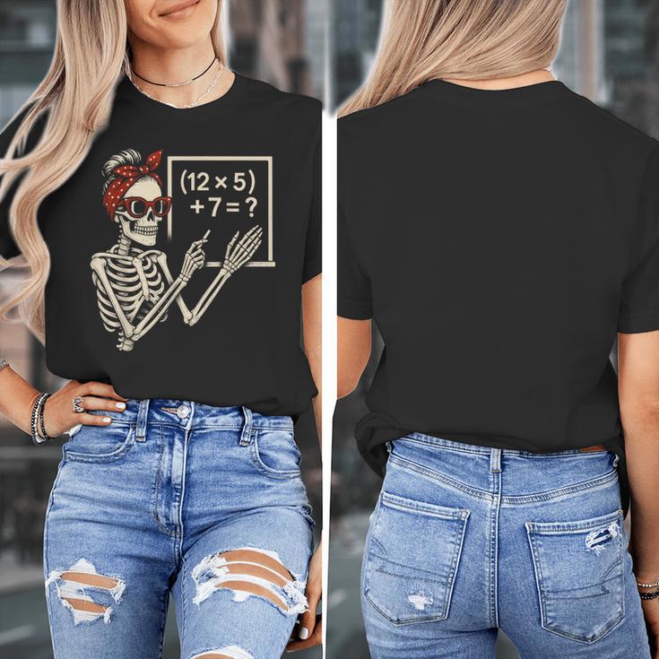 Halloween Math Teacher Skeleton Six Seven Meme Brainrot Women's T-Shirt, funny design