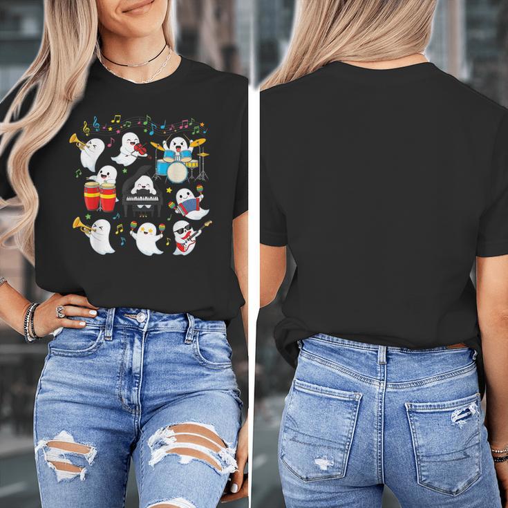 Halloween Music Teacher Ghost Playing Musical Instruments Women's T-Shirt, funny design Halloween Music Teacher Ghost Playing Musical Instruments Women's T-Shirt, funny design