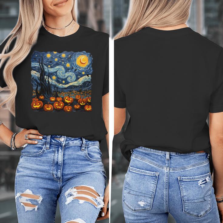 Halloween Pumpkin Starry Night Van Gogh Art Teacher Women's T-Shirt, funny design Halloween Pumpkin Starry Night Van Gogh Art Teacher Women's T-Shirt, funny design