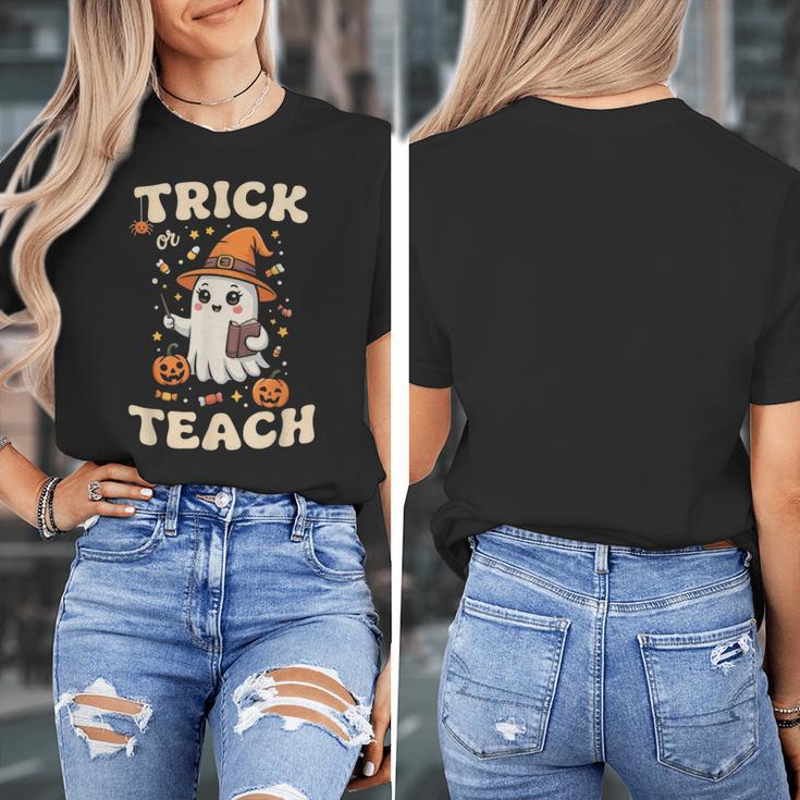 Halloween Teacher Shirts Women School Trick Or Teach Groovy Women's T-Shirt, Groovy Teacher Gifts, funny design