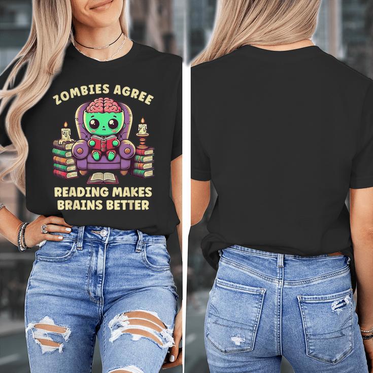 Halloween Teacher Zombie Reading Is Good For Brains Women's T-Shirt, funny design Halloween Teacher Zombie Reading Is Good For Brains Women's T-Shirt, funny design