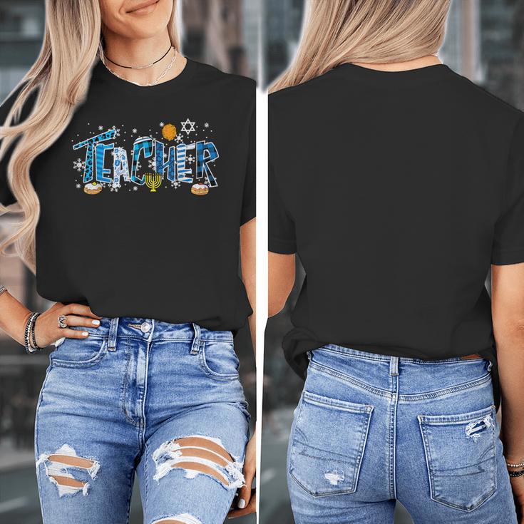 Hanukkah Leopard Plaid Teacher Chanukah Jewish Women Men Women's T-Shirt, funny design
