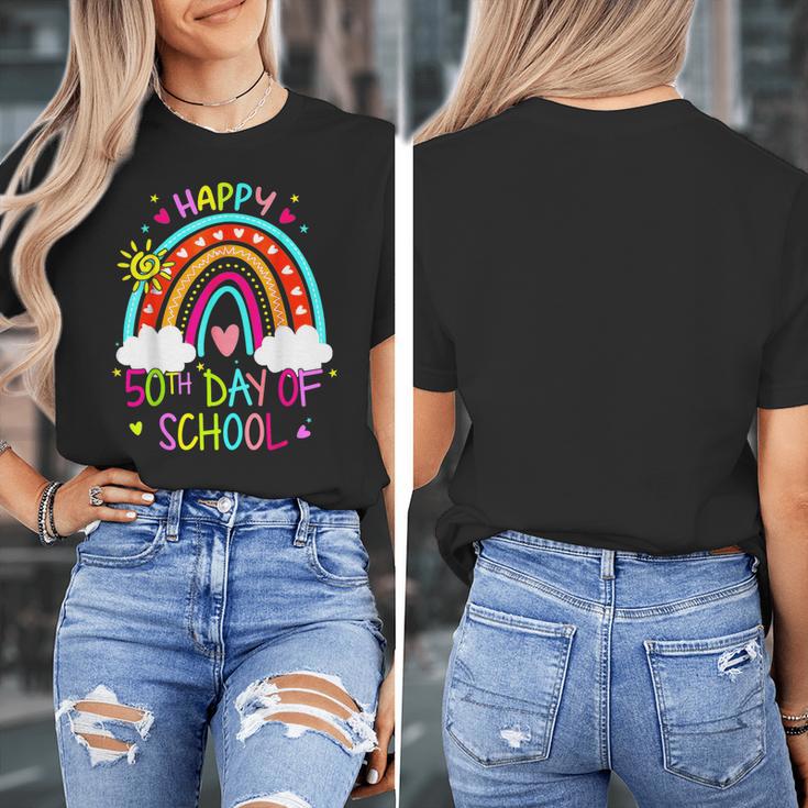 Happy 50th Days Of School Rainbow Teacher 50 Days Smarter Women's T-Shirt, funny design Happy 50th Days Of School Rainbow Teacher 50 Days Smarter Women's T-Shirt, funny design