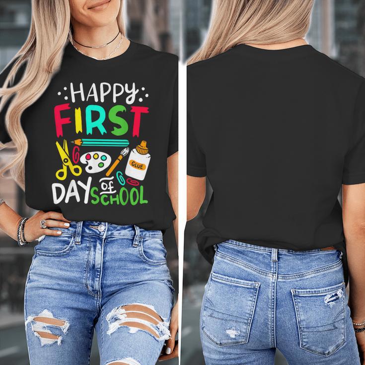 Happy First Day Of School Teacher Back To School Student Women's T-Shirt, funny design Happy First Day Of School Teacher Back To School Student Women's T-Shirt, funny design