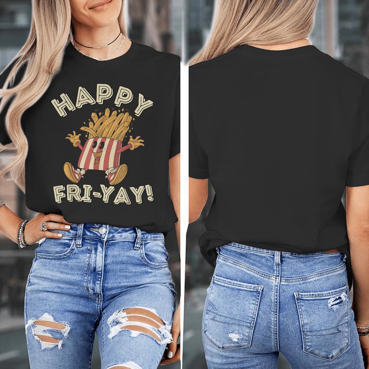 Happy Fri Yay Retro French Fries Friday Lovers Fun Teacher Women's T-Shirt, funny design