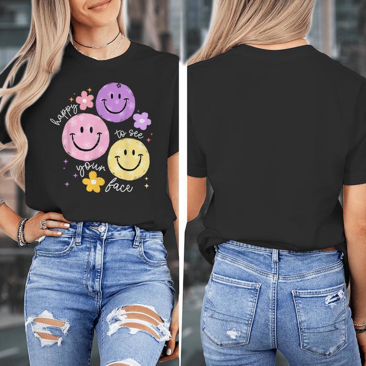 Happy To See Your Face Teacher Flower Back To School Women's T-Shirt, funny design