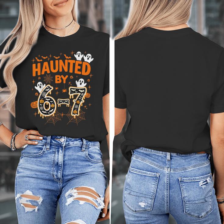 Haunted By 6-7 Halloween Math Teacher Joke Women's T-Shirt, funny design