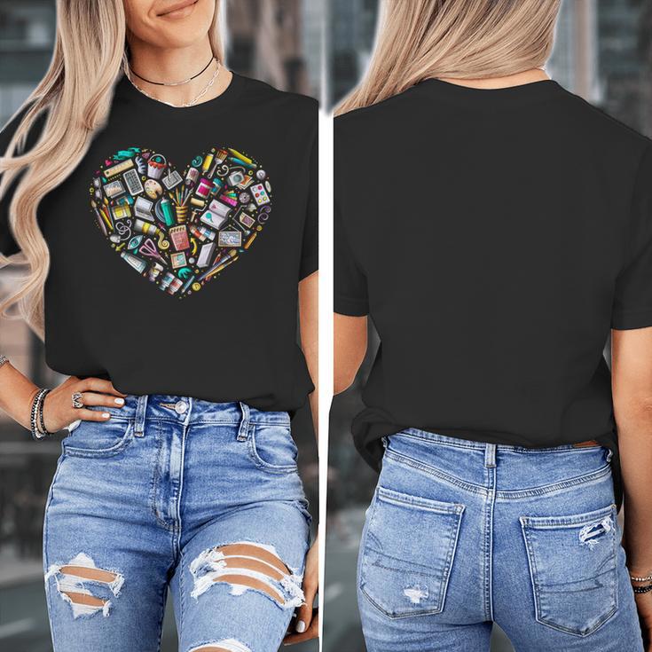 Heart Shape Art Teacher And Painting Sketching Artist Women's T-Shirt, funny design Heart Shape Art Teacher And Painting Sketching Artist Women's T-Shirt, funny design