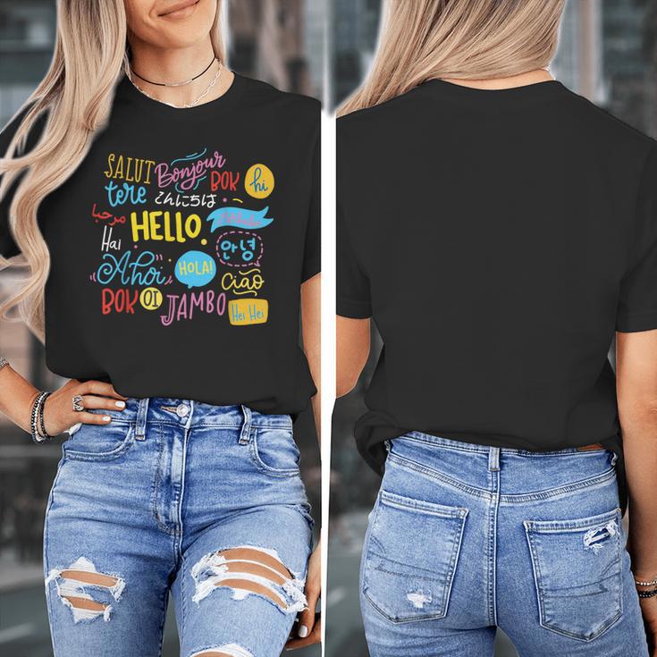 Hello Word In Different Languages Travel And Teacher Lover Women's T-Shirt, funny design Hello Word In Different Languages Travel And Teacher Lover Women's T-Shirt, funny design