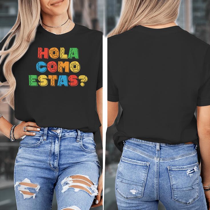 Hola Como Estas Spanish Teacher Fiesta Party Banners Women's T-Shirt, funny design Hola Como Estas Spanish Teacher Fiesta Party Banners Women's T-Shirt, funny design