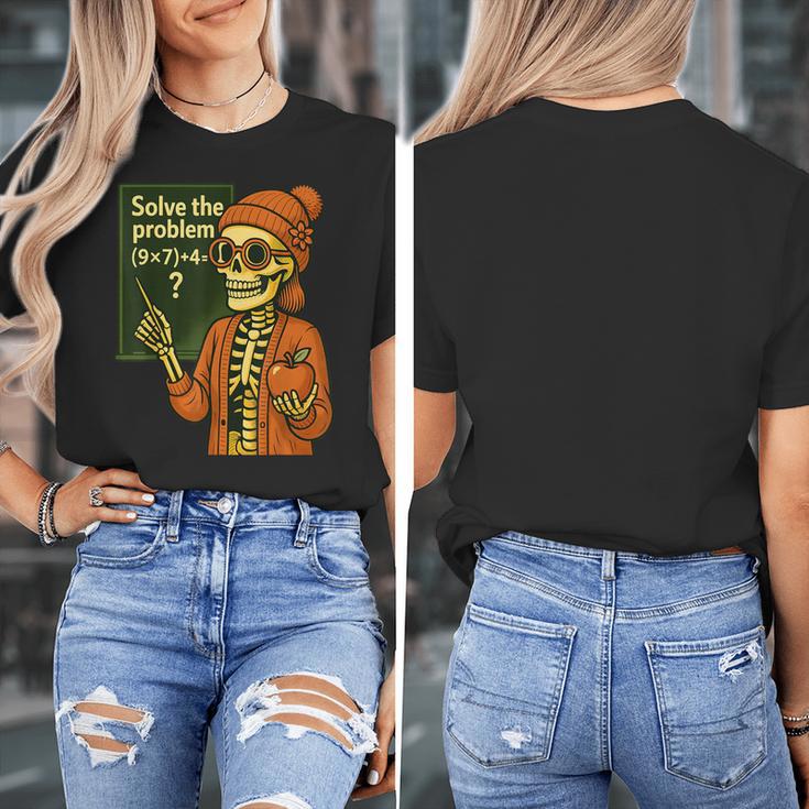 HUGvyn Halloween Skeleton Six Seven 67 Meme PEMDAS Teacher Women's T-Shirt, funny design HUGvyn Halloween Skeleton Six Seven 67 Meme PEMDAS Teacher Women's T-Shirt, funny design