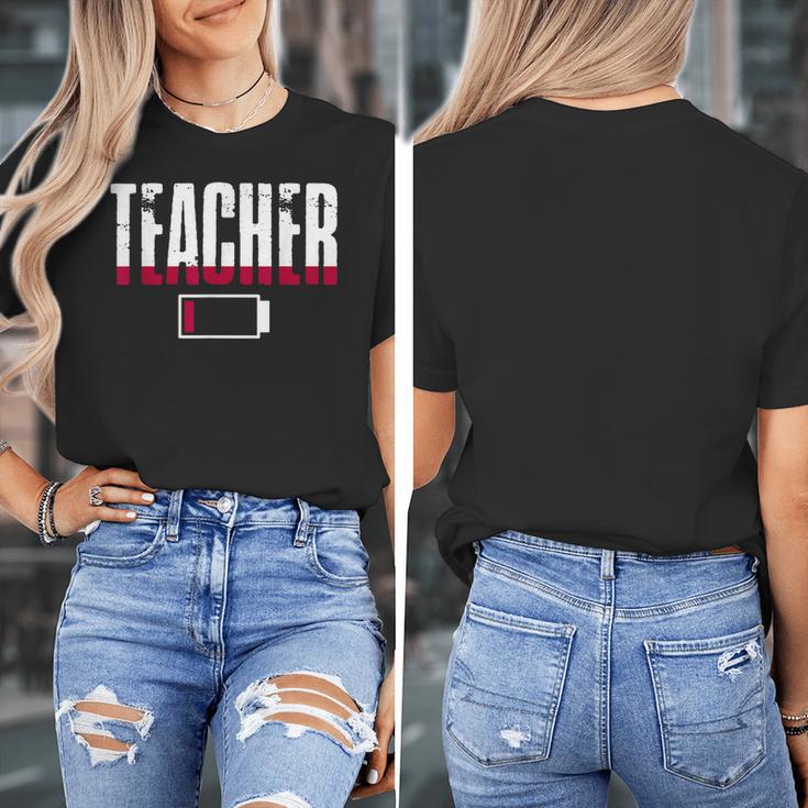 Humor Teacher Empty Battery Power Men Women Women's T-Shirt, funny design