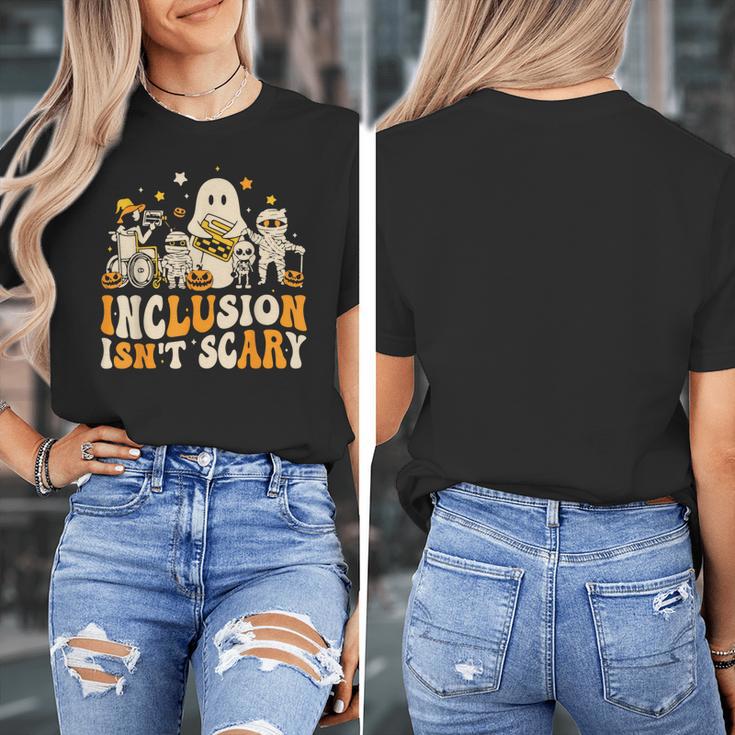 Inclusion Isn't Scary Mummy Boo Ghost Halloween SLP Teacher Women's T-Shirt, funny design Inclusion Isn't Scary Mummy Boo Ghost Halloween SLP Teacher Women's T-Shirt, funny design