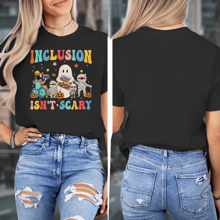 Inclusion Isn't Scary SLP Halloween Sped Teacher Therapy Women's T-Shirt, funny design