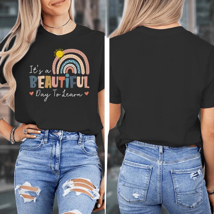 It's A Beautiful Day To Learn Cute Rainbow Boho Teacher Women's T-Shirt, funny design It's A Beautiful Day To Learn Cute Rainbow Boho Teacher Women's T-Shirt, funny design